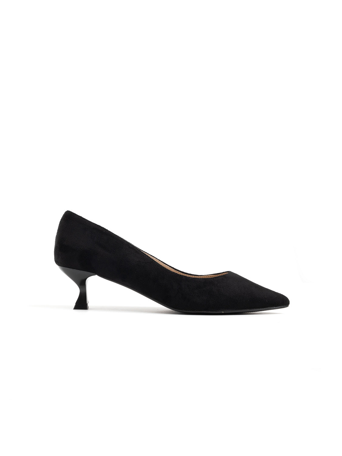Decolleté in camoscio con tacco kitten - NERO
