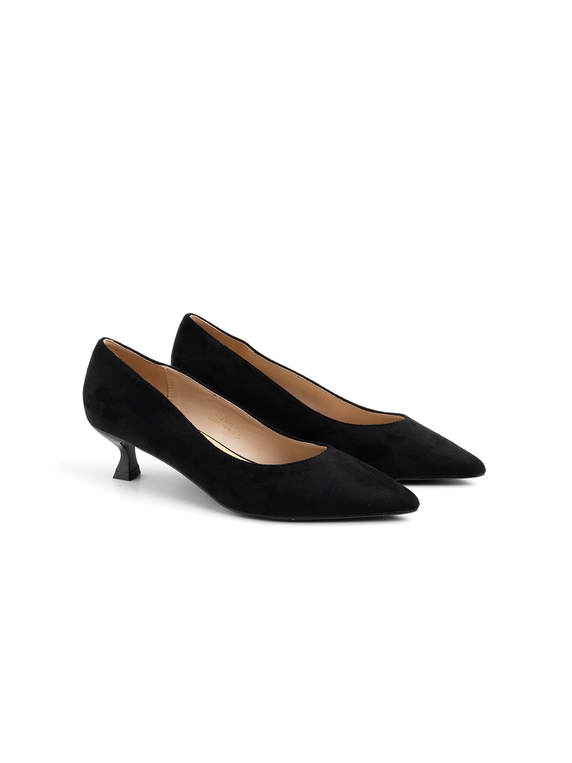 Suede Pumps with Kitten Heel - BLACK