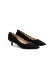 Suede Pumps with Kitten Heel - BLACK