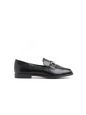 Python-Textured Loafer with Clamp - BLACK