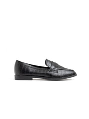 Crocodile Textured Loafer - BLACK