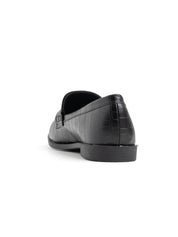 Crocodile Textured Loafer - BLACK