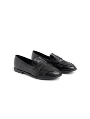 Crocodile Textured Loafer - BLACK