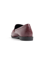 Crocodile Textured Moccasin - WINE
