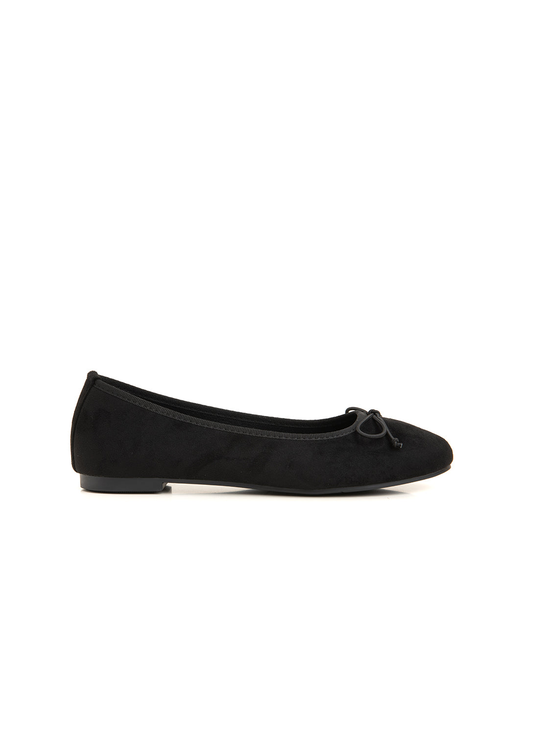Ballerina scamosciata con fiocco - NERO