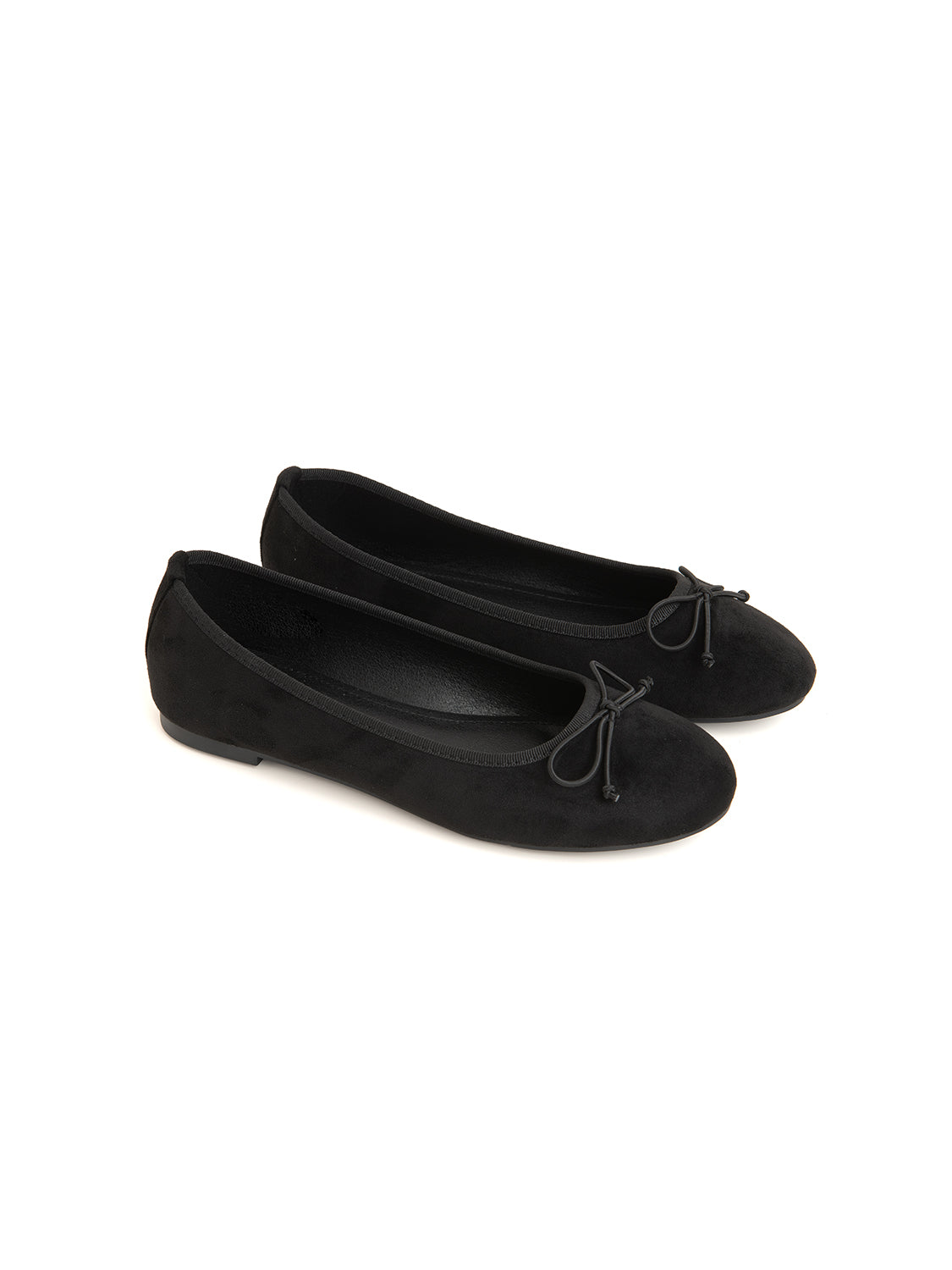 Ballerina scamosciata con fiocco - NERO
