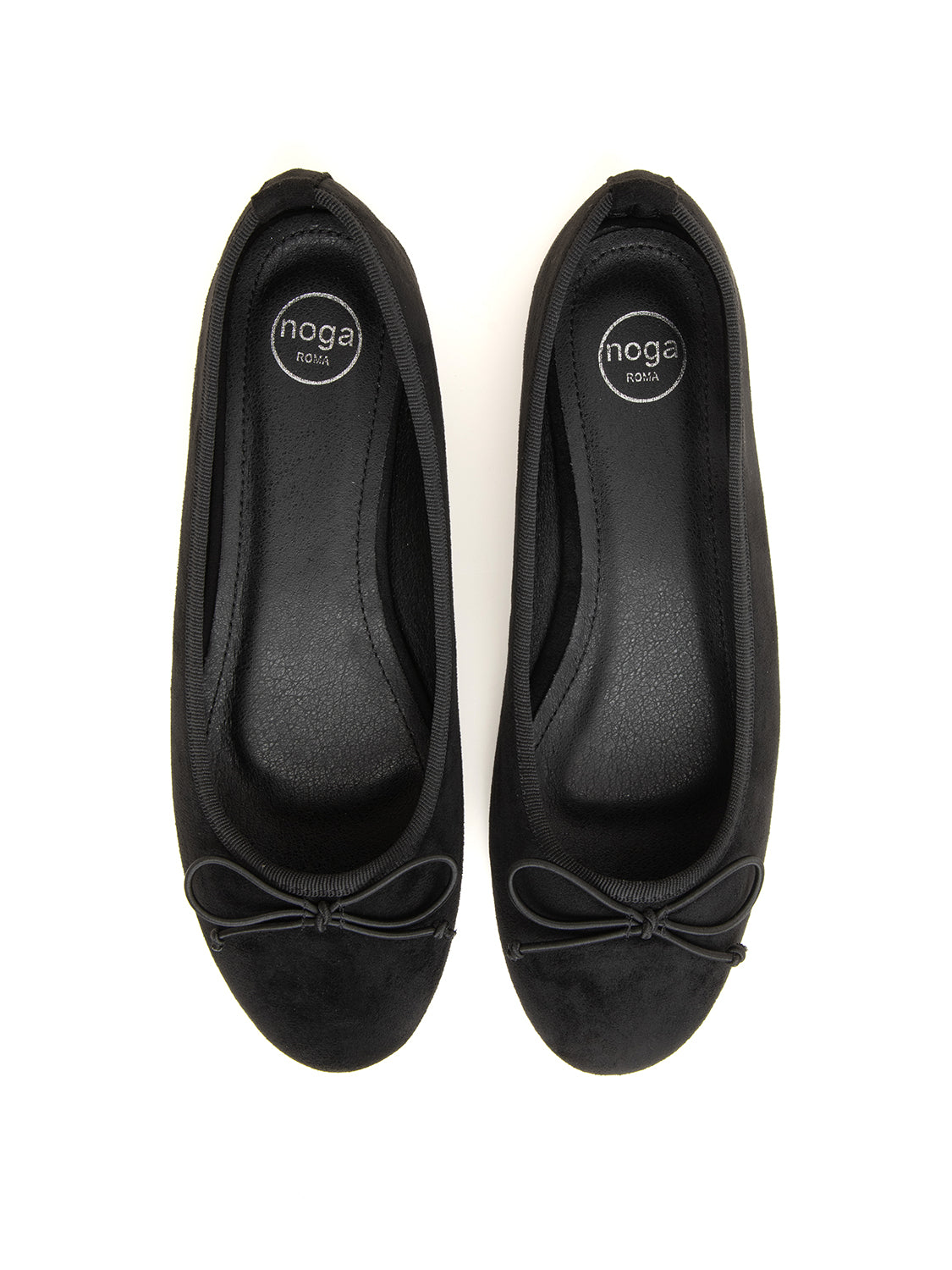 Ballerina scamosciata con fiocco - NERO