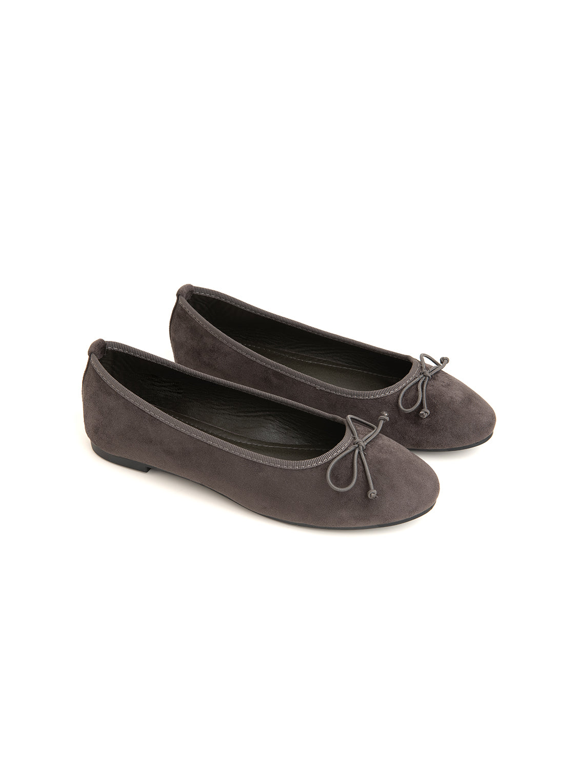 Suede ballerina with bow - KHAKI