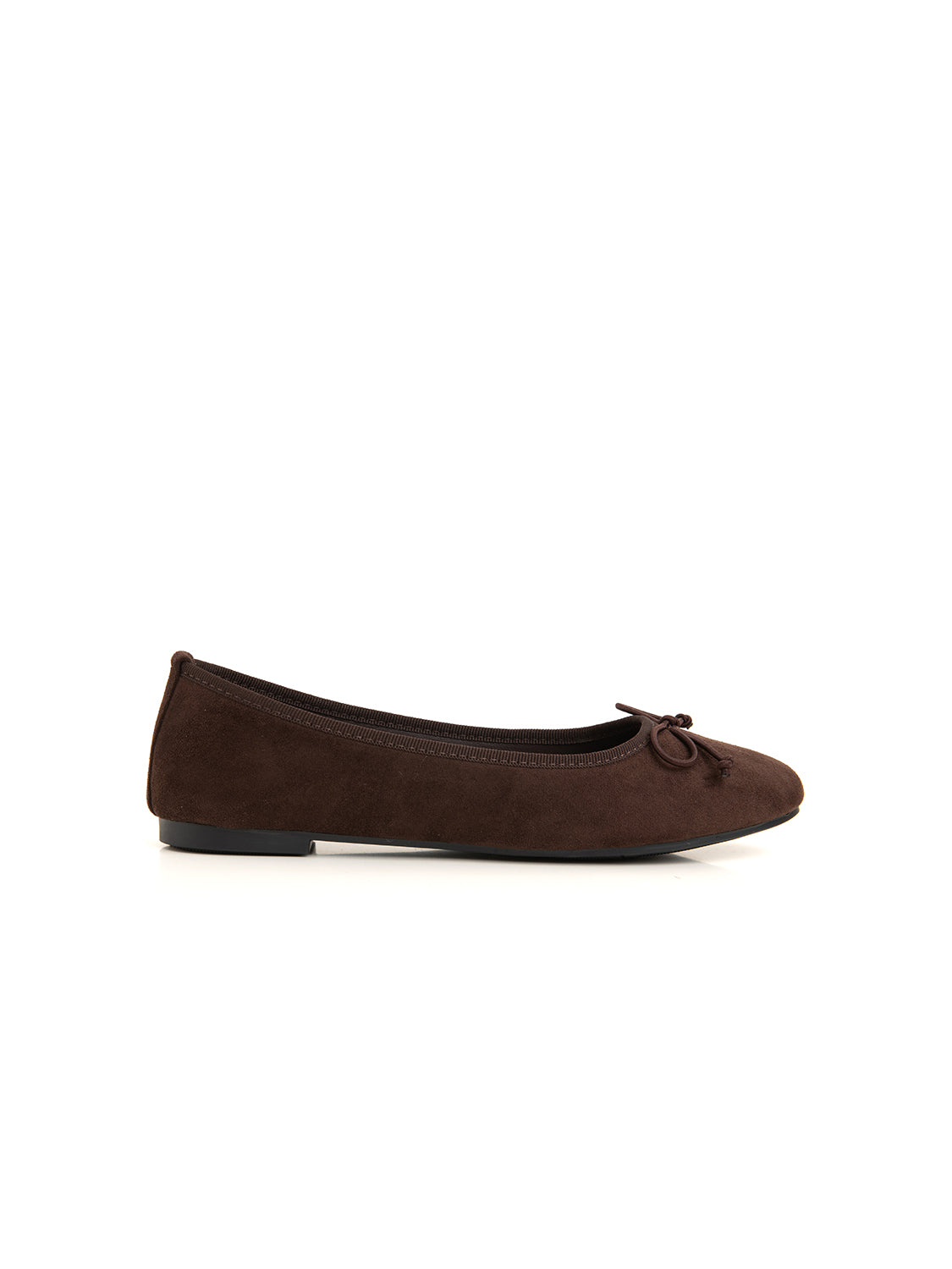 Ballerina scamosciata con fiocco - MARRONE