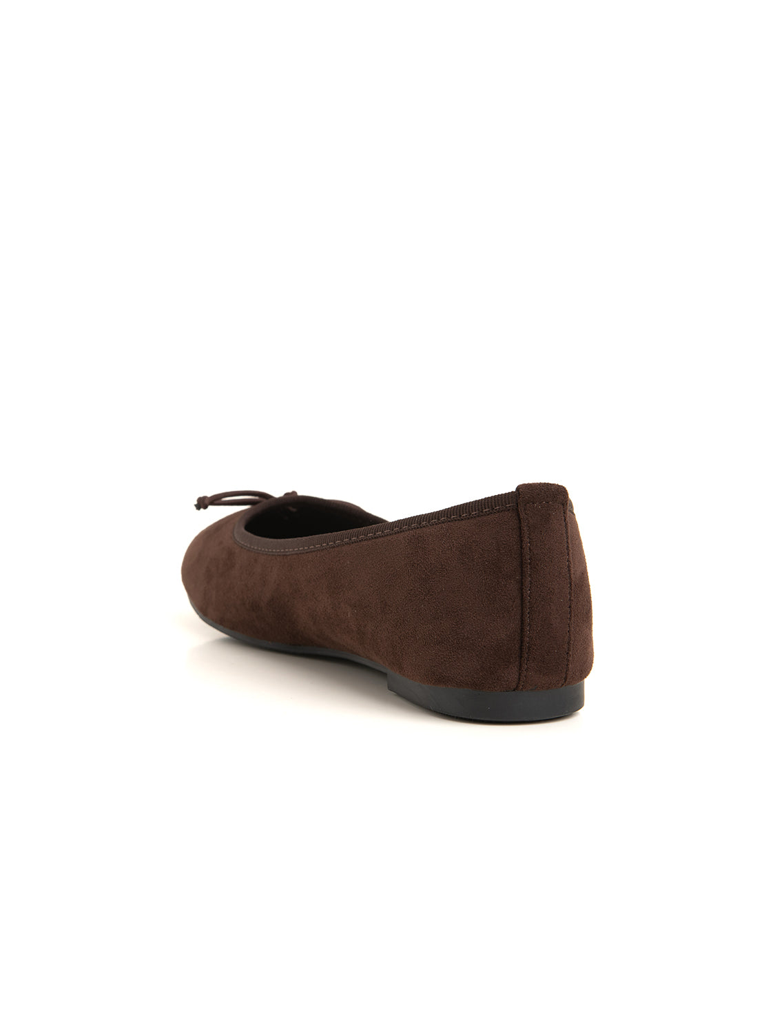 Suede ballerina with bow - BROWN