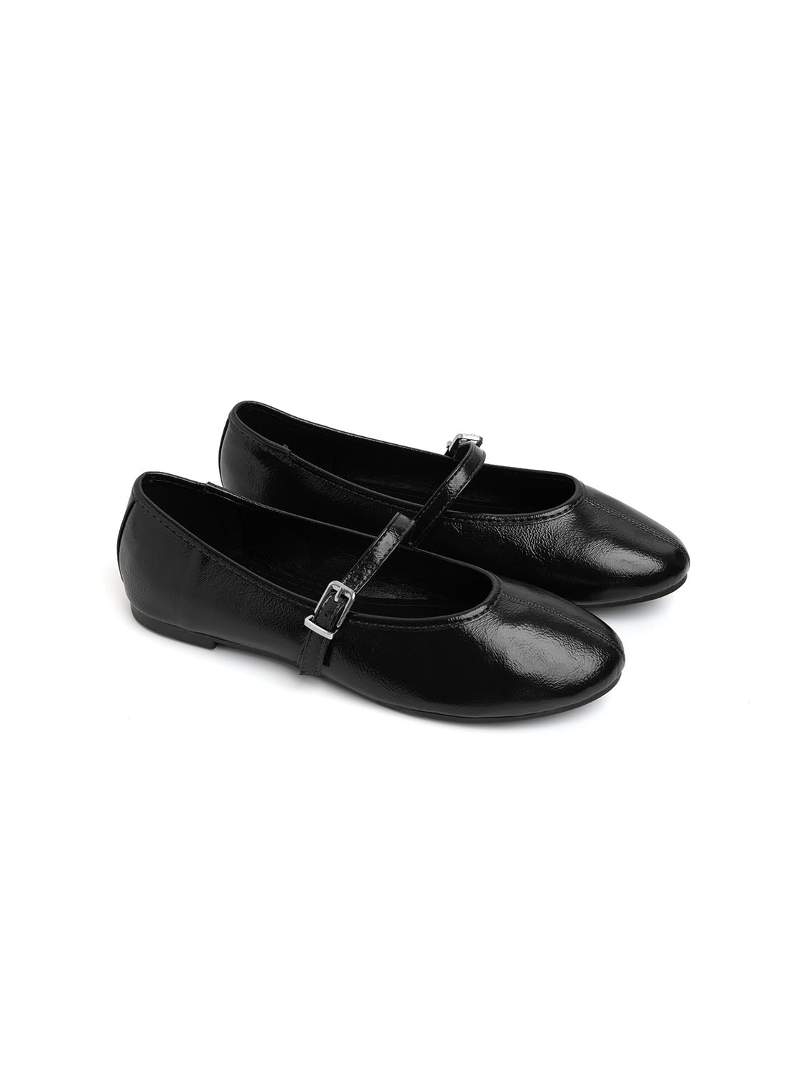 Ballerina a mandorla con cinturino - NERO