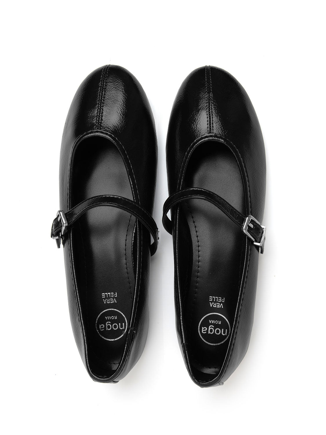 Ballerina a mandorla con cinturino - NERO