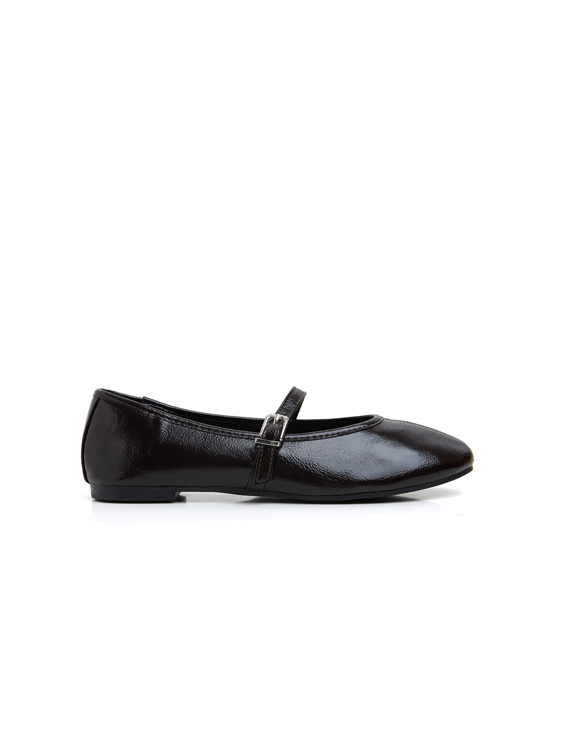 Ballerina a mandorla con cinturino - MARRONE
