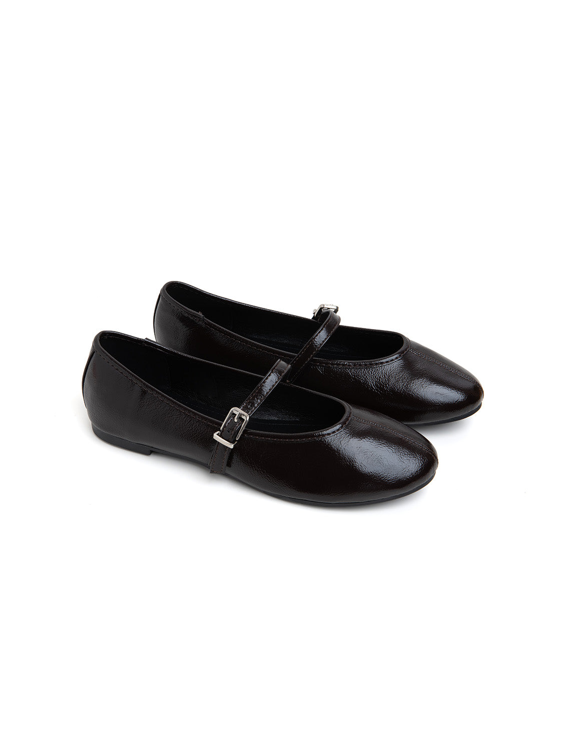 Ballerina a mandorla con cinturino - MARRONE