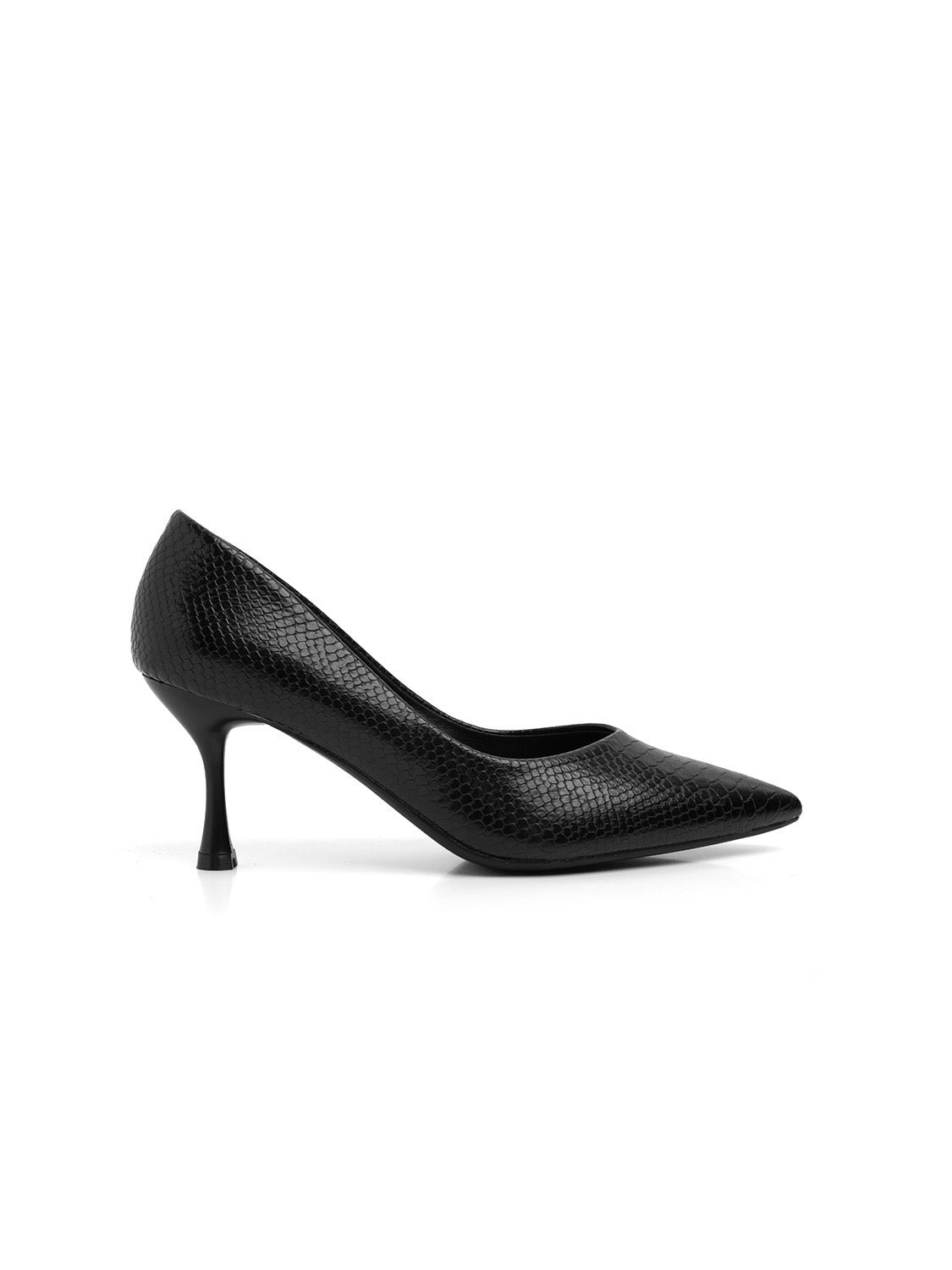 Decolleté pitonata con tacco spillo - NERO