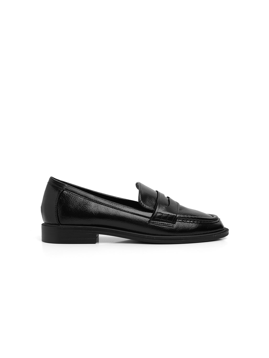 Mocassino martellato con fascia penny - NERO
