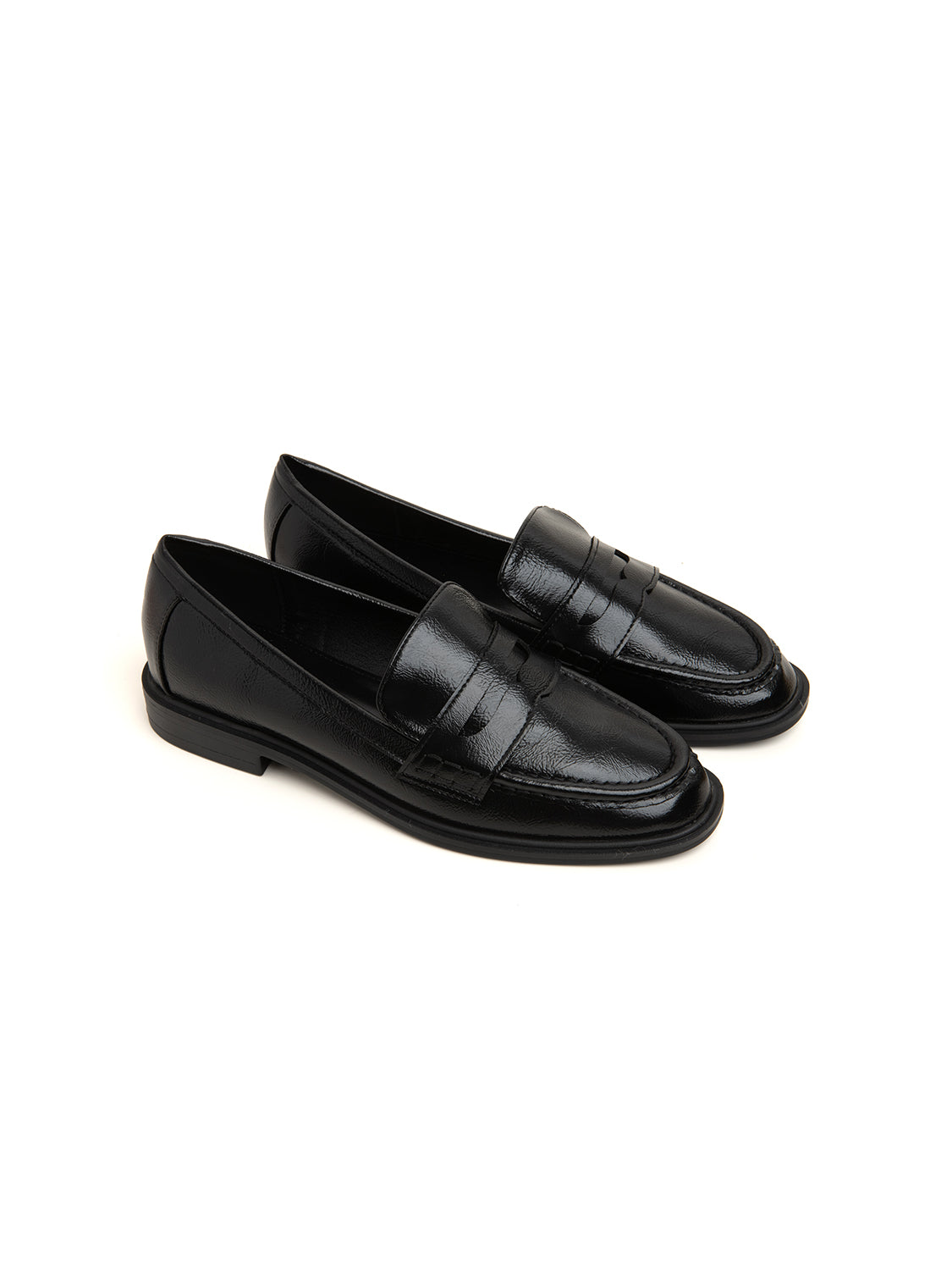Mocassino martellato con fascia penny - NERO