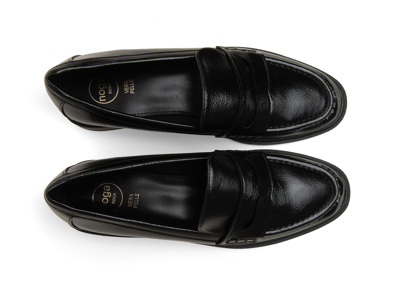 Mocassino martellato con fascia penny - NERO