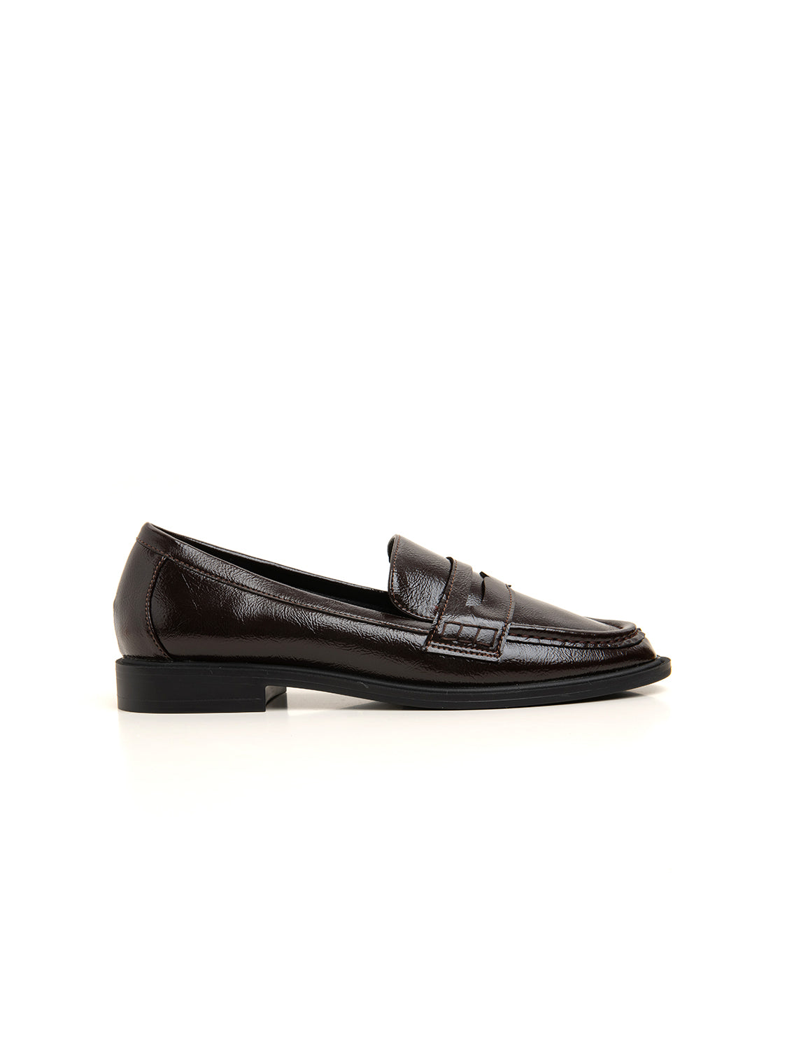 Mocassino martellato con fascia penny - MARRONE