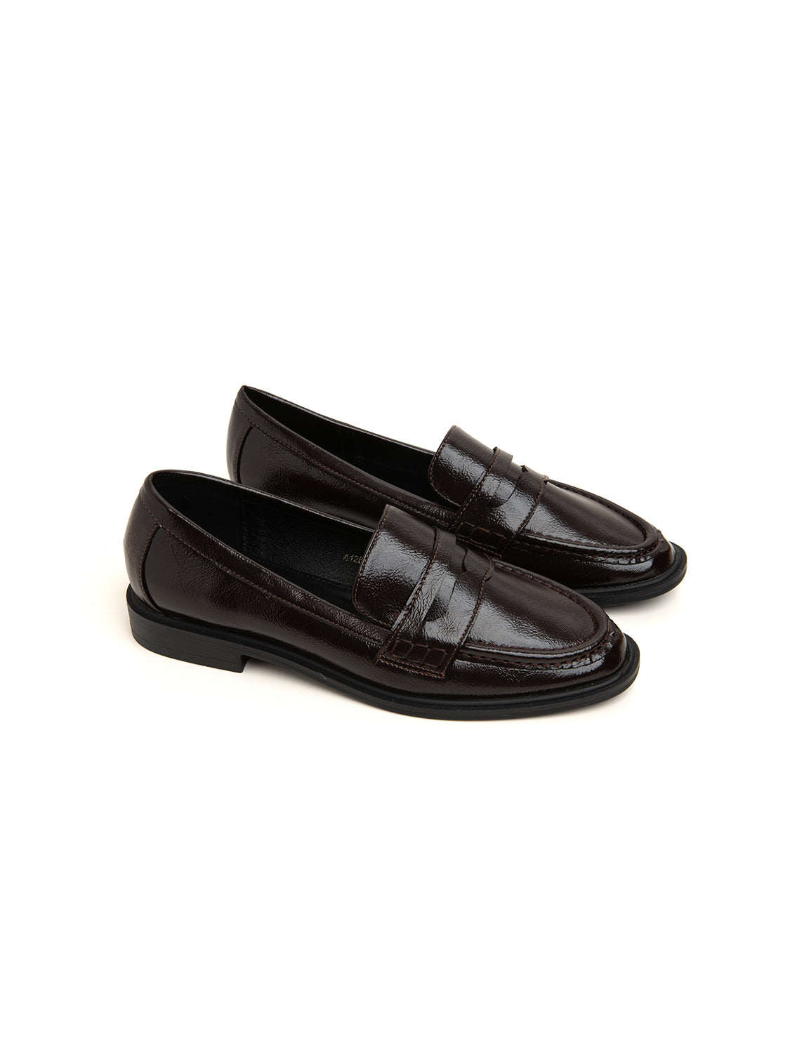 Mocassino martellato con fascia penny - MARRONE