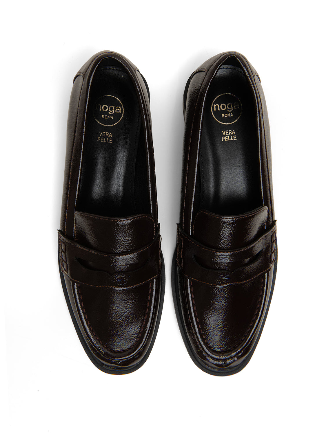 Mocassino martellato con fascia penny - MARRONE