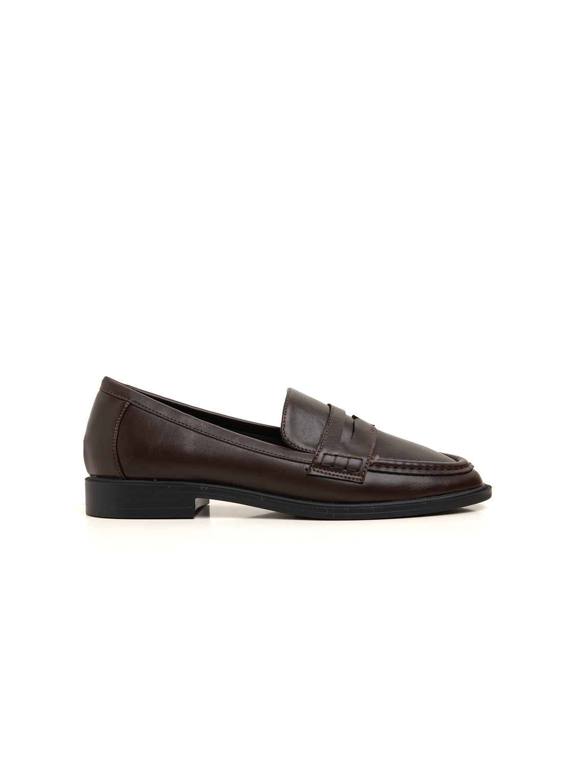 Loafer with front stitching - BROWN