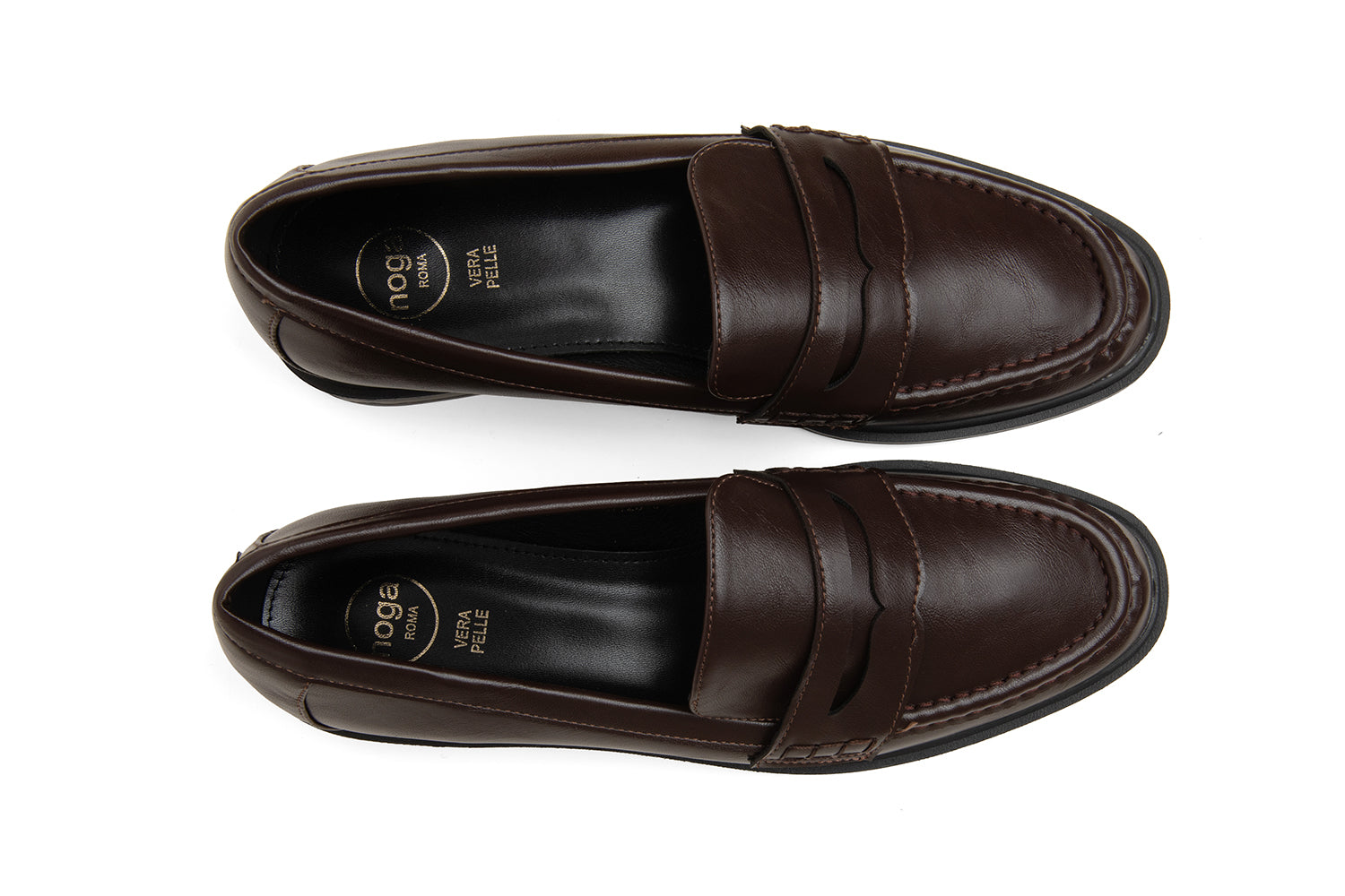 Loafer with front stitching - BROWN