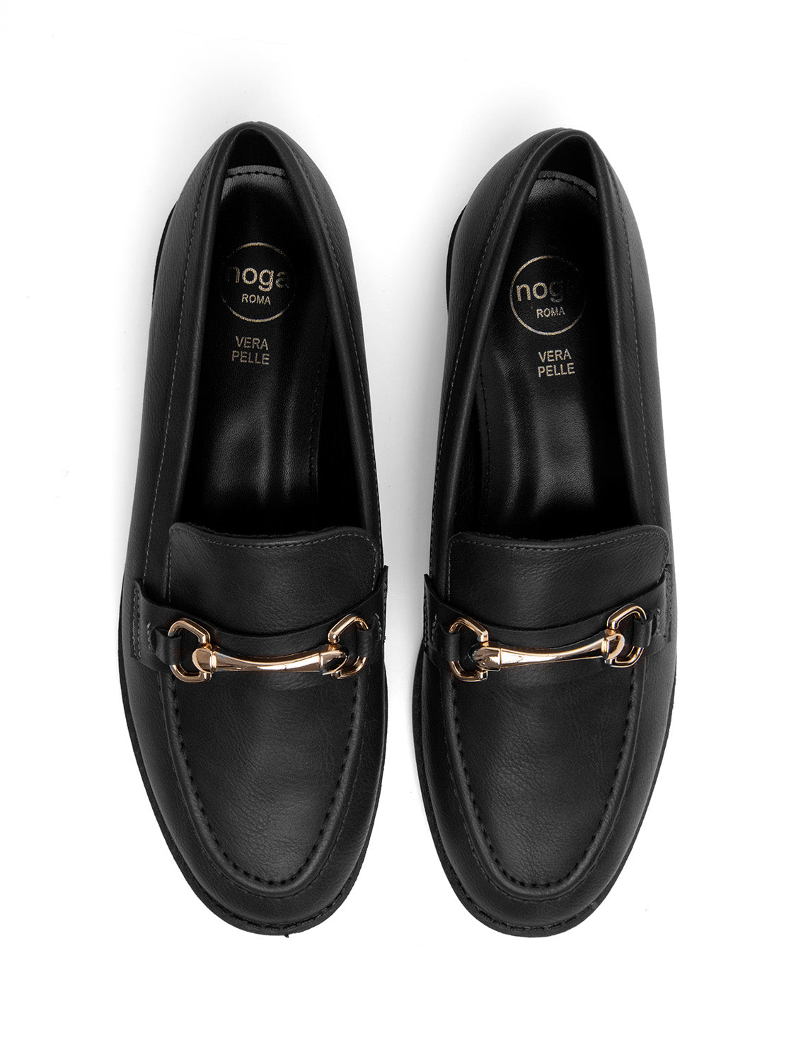 Mocassino con morsetto oro - NERO