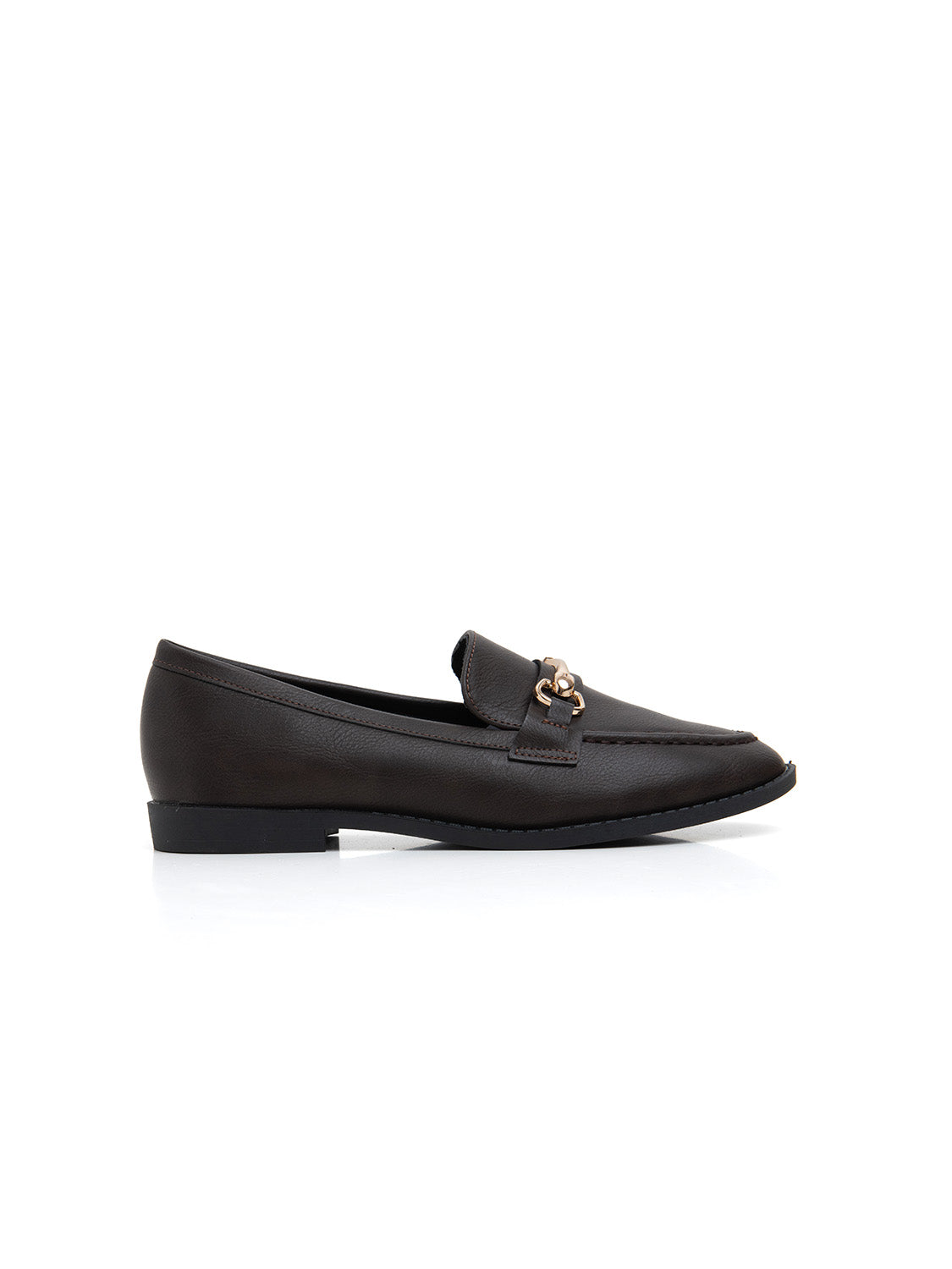 Mocassino con morsetto oro - MARRONE