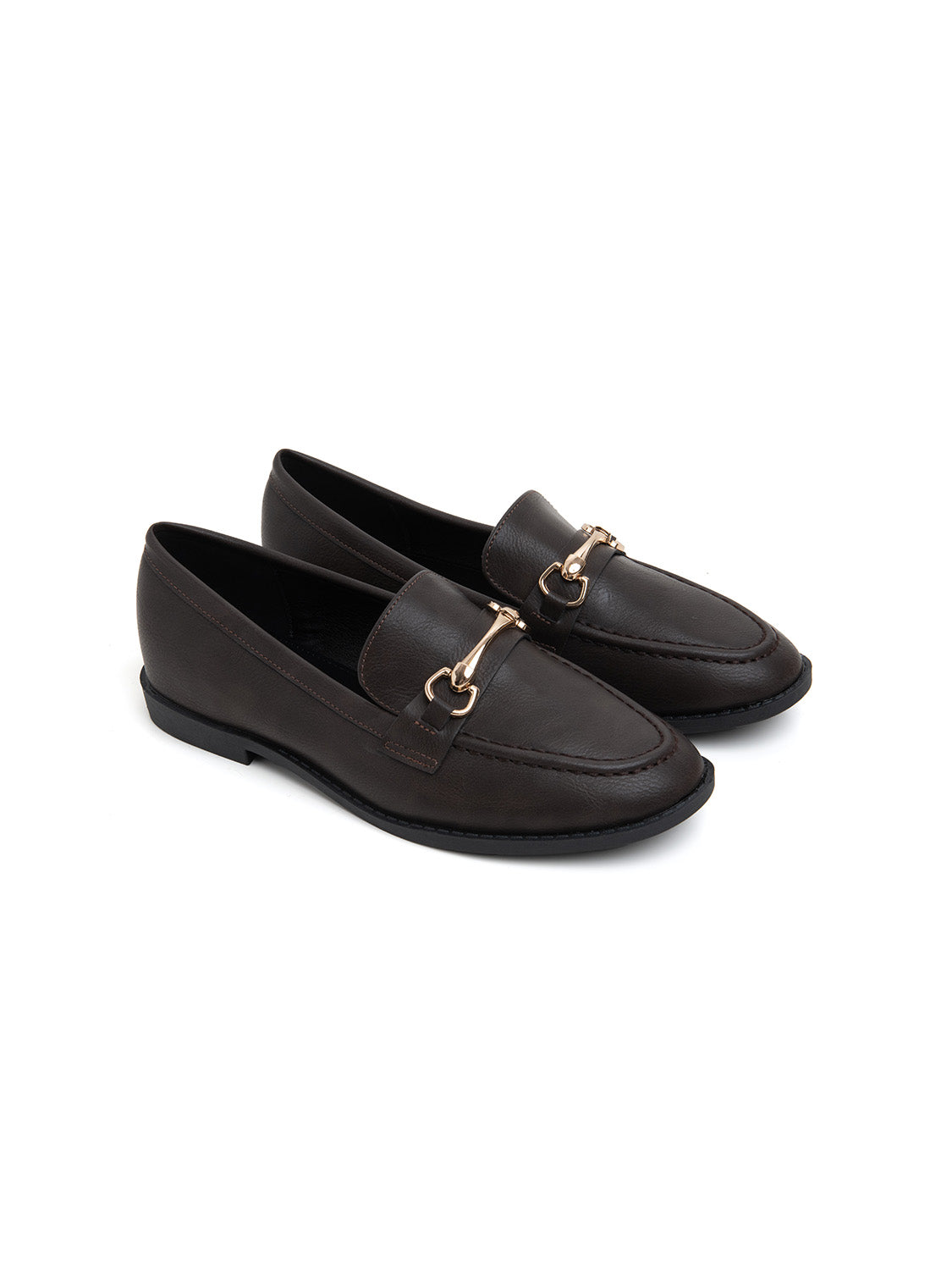 Mocassino con morsetto oro - MARRONE