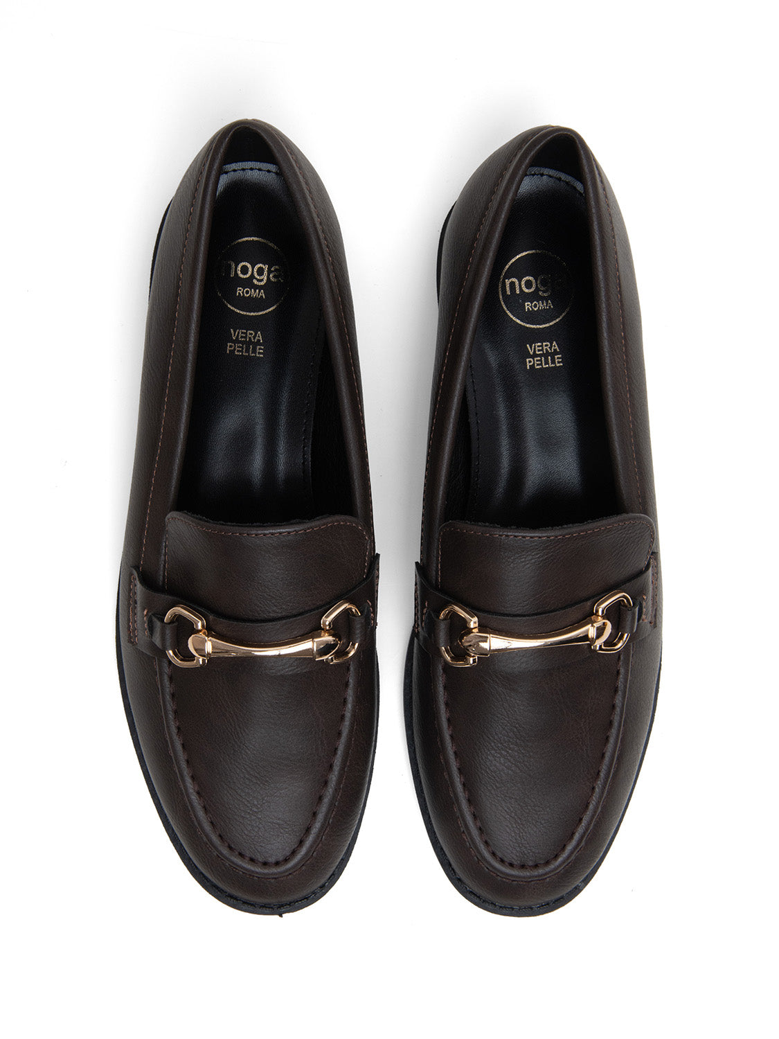 Mocassino con morsetto oro - MARRONE