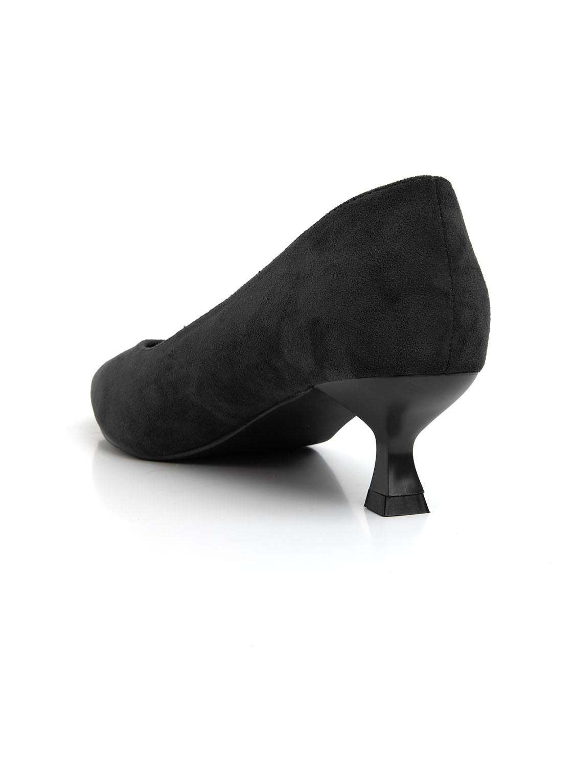 Decolleté in simil camoscio con tacco kitten - NERO
