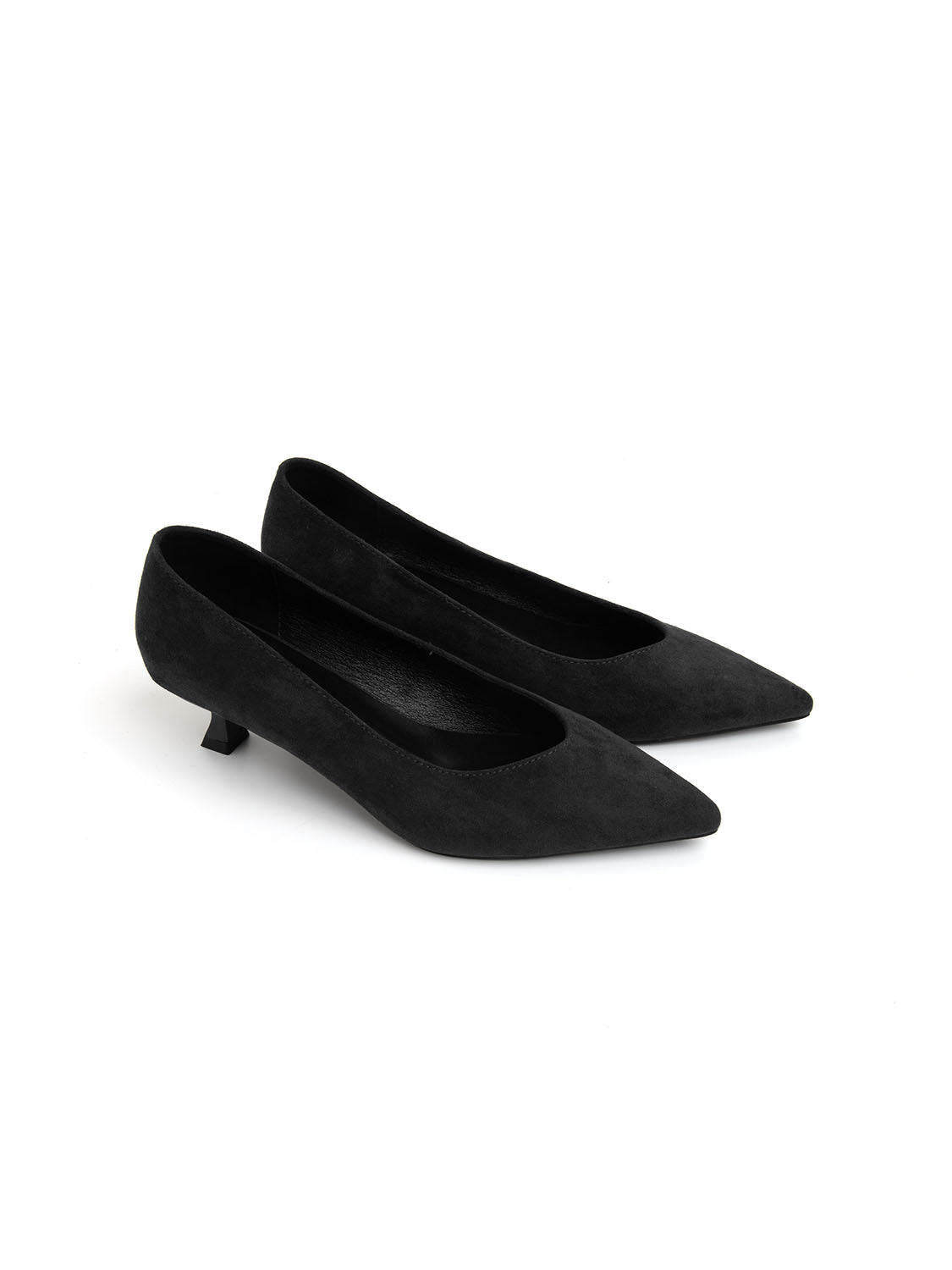 Decolleté in simil camoscio con tacco kitten - NERO