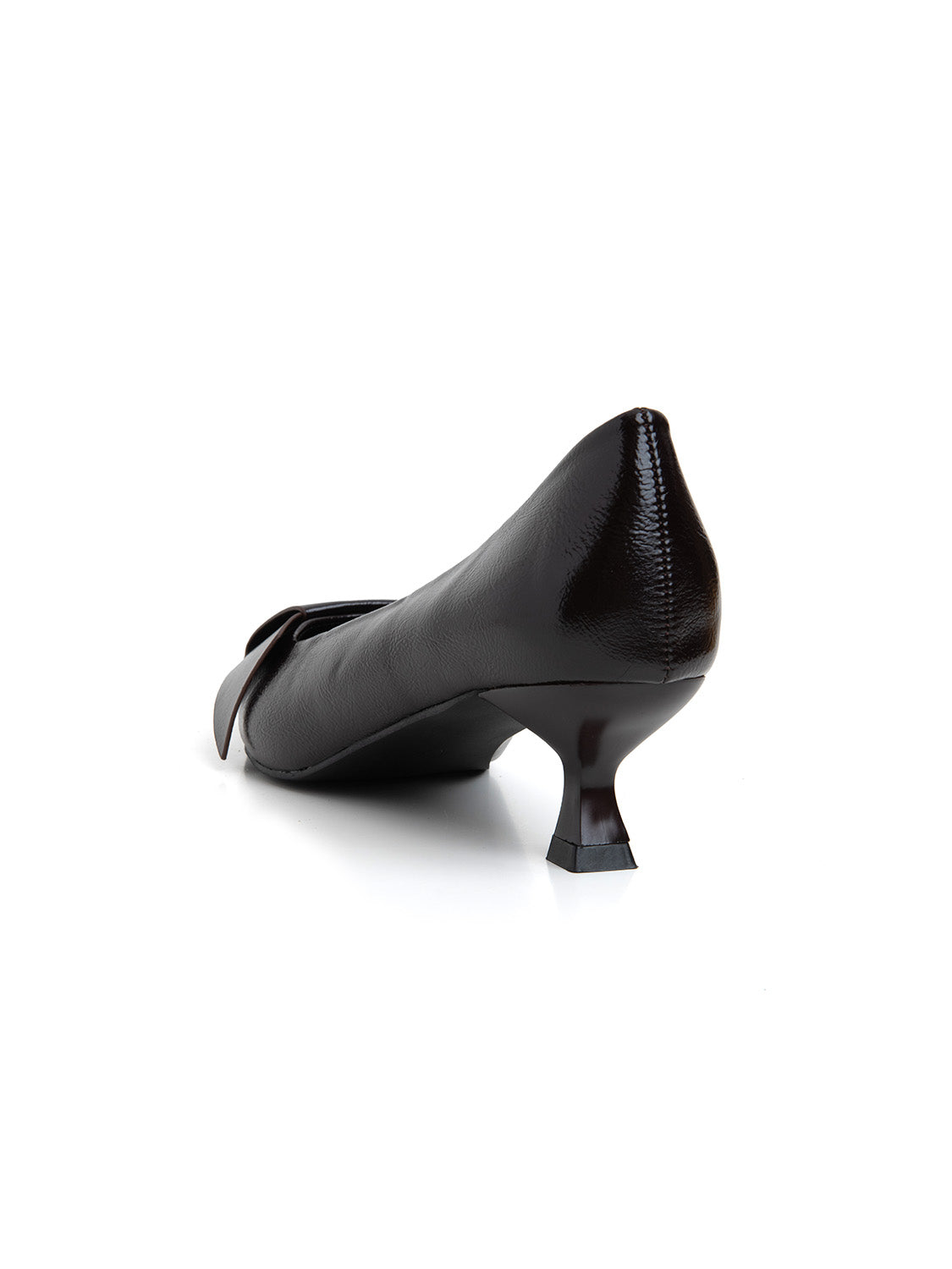 Decolleté tacco kitten con origami - MARRONE
