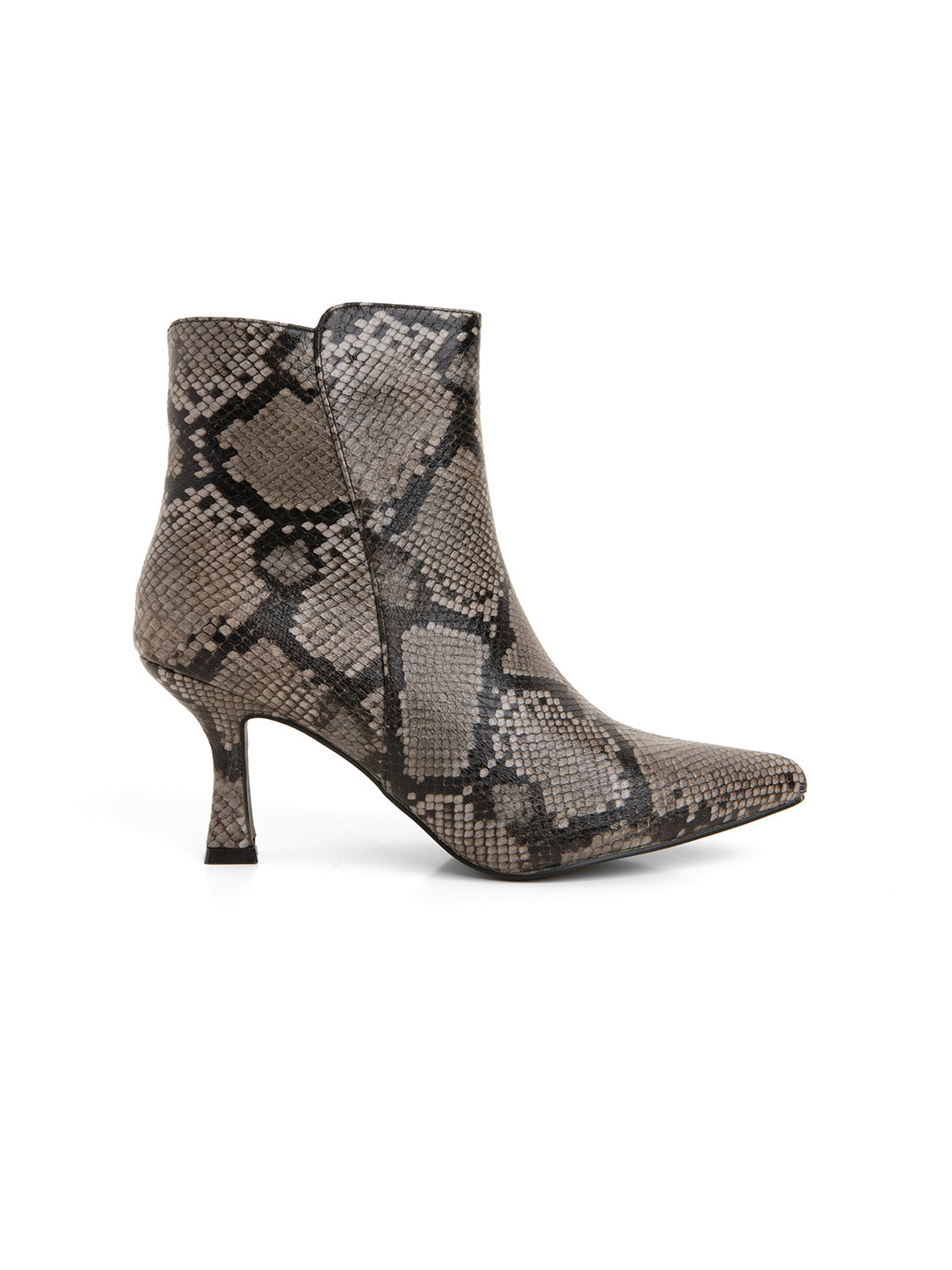 Pointed python print ankle boot - BLACK