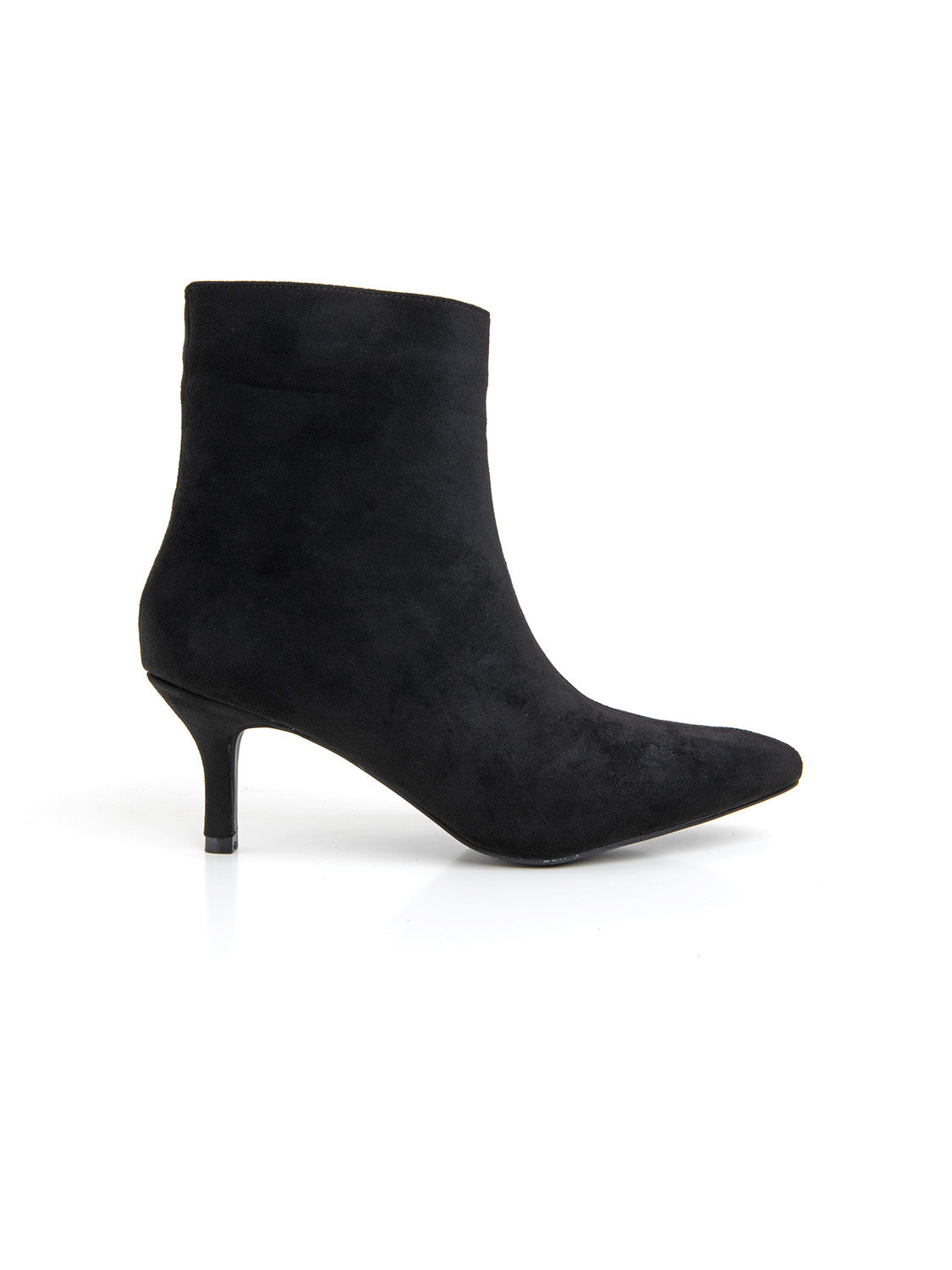 Tronchetto in simil camoscio con tacco kitten  - NERO