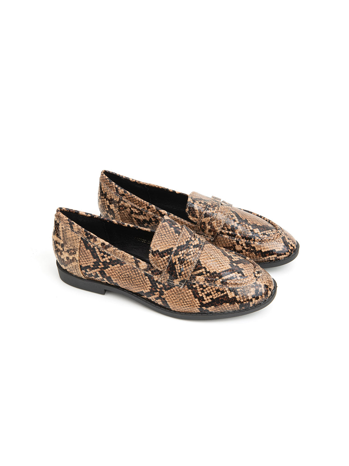 Snake-texture loafer - KHAKI