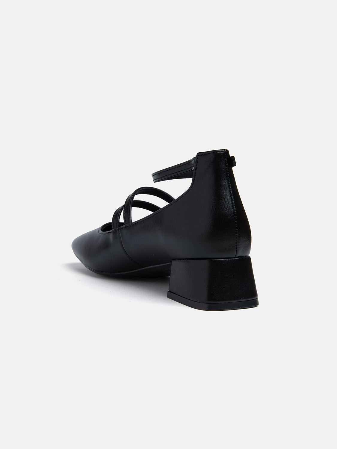 Mary Jane with straps and 2 cm heel - MATT BLACK