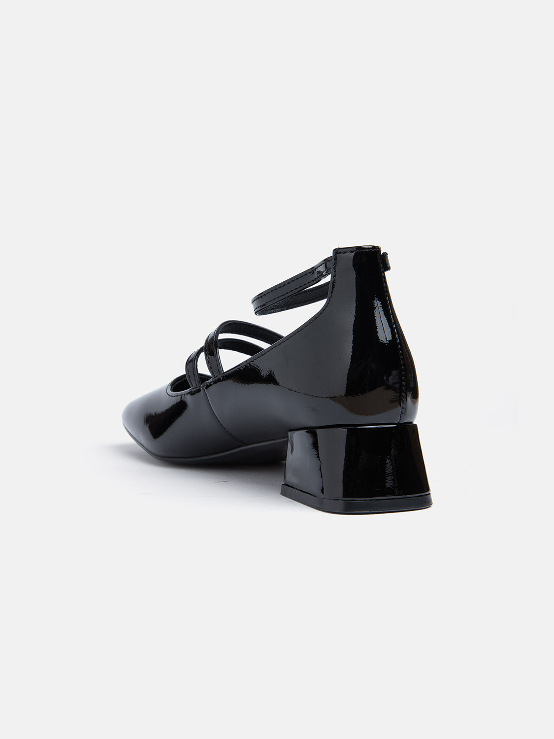 Patent Mary Jane with straps and 2 cm heel - BLACK PATENT