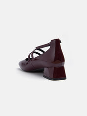 Patent Mary Jane with straps and 2 cm heel - BORDEAUX