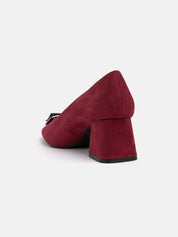 5cm heel pump with buckle on the toe - BURGUNDY