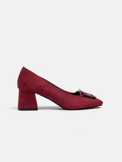 5cm heel pump with buckle on the toe - BURGUNDY