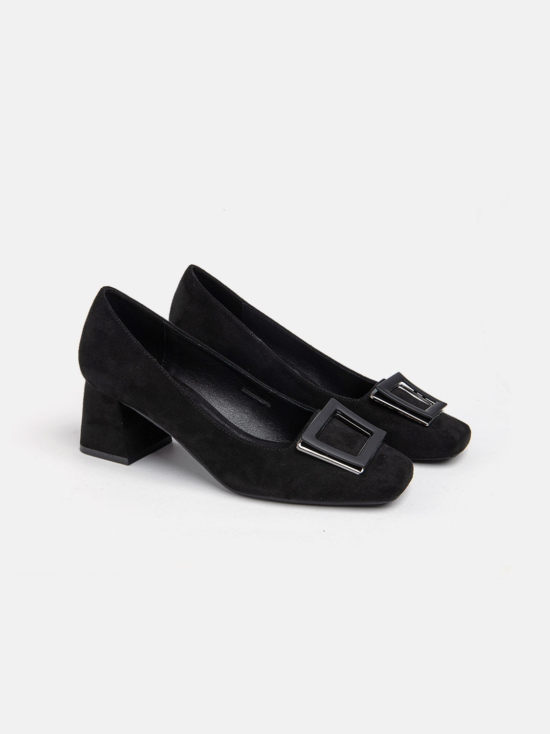 5cm heel pump with buckle on the toe - BLACK