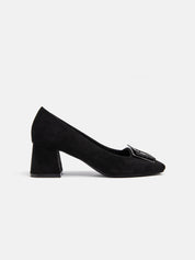 5cm heel pump with buckle on the toe - BLACK