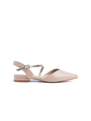 Pointed Toe Slingback with Contrast Strap - NUDE