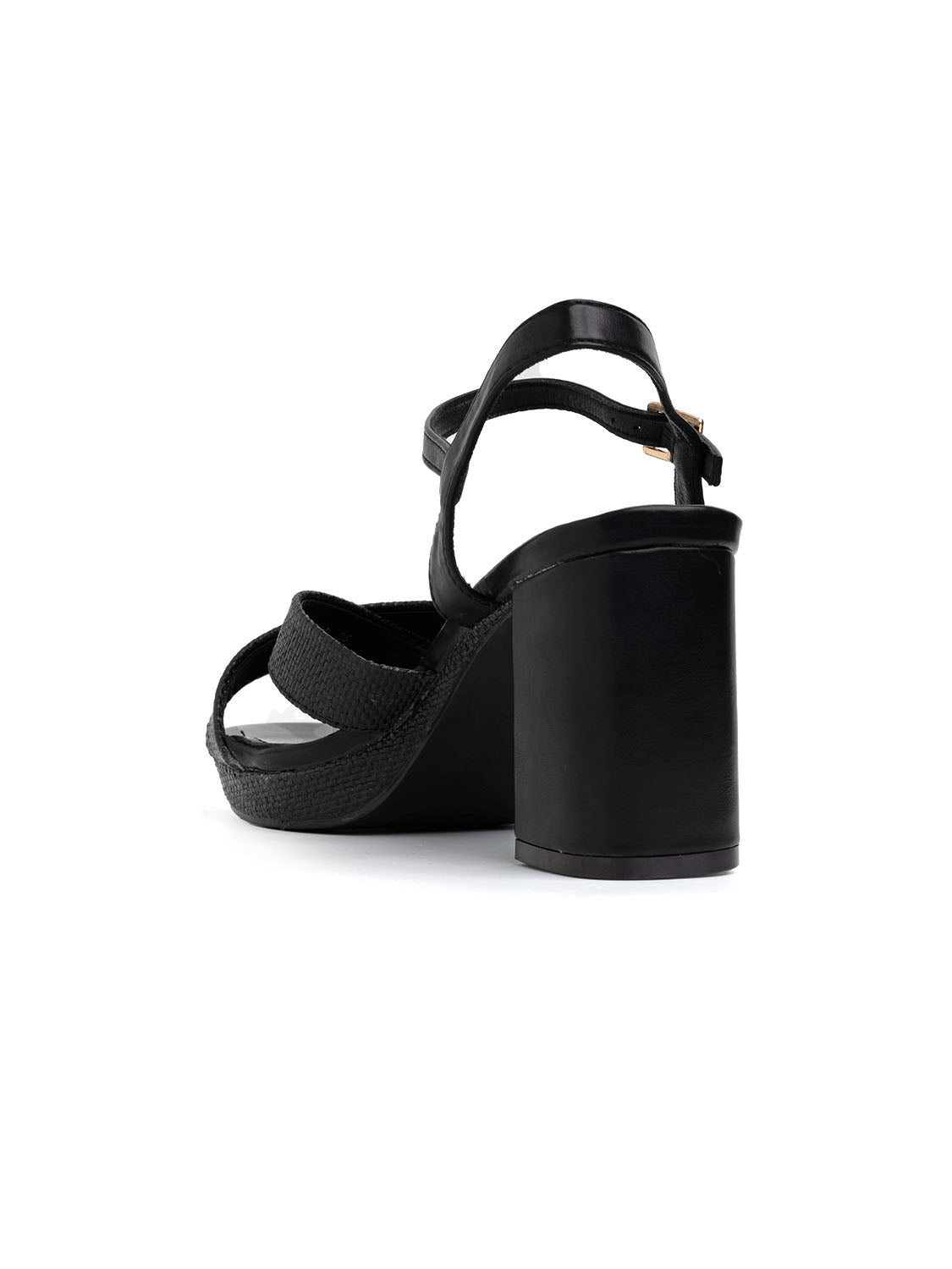 Sandalo in rafia con plateau - NERO