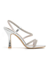 Sandalo elegante con strass - ARGENTO