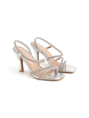 Sandalo elegante con strass - ARGENTO