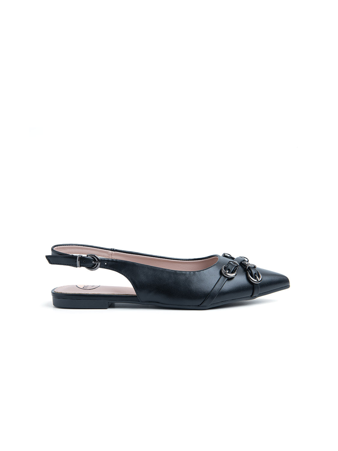 Slingback with strap on the toe - BLACK