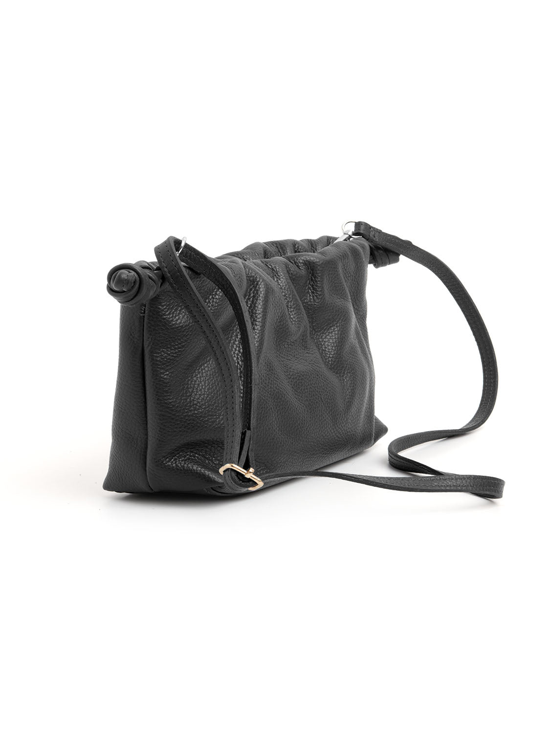 Borsa a Tracolla "Cloud" in Vera Pelle Martellata - NERO